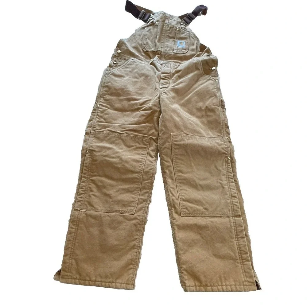 Carhartt Insulated Quilted Bib Overalls R02 BRN Size 40x30‎ Double Knee USA Made